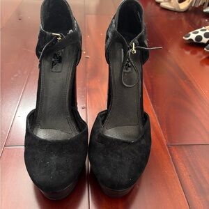 Topshop Black Suede Platform Heels